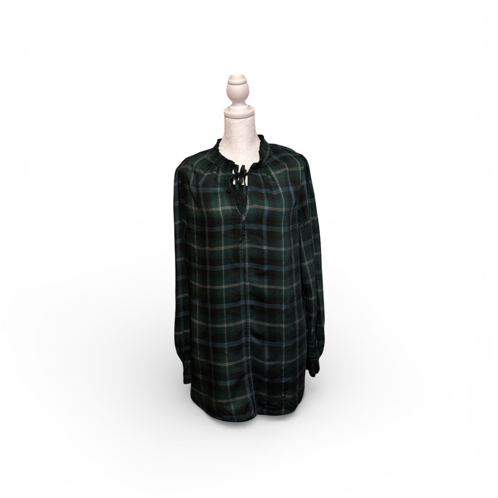 Carolina Belle Blue and Gold Plaid Shirt